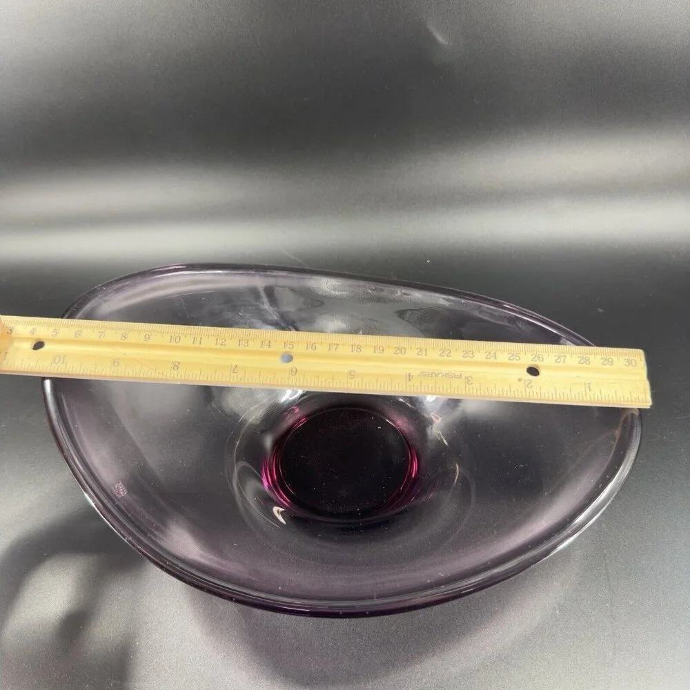 Lotta Peterson for IKEA Transparent Purple Mouth Blown Freeform Glass‎ Bowl Dish